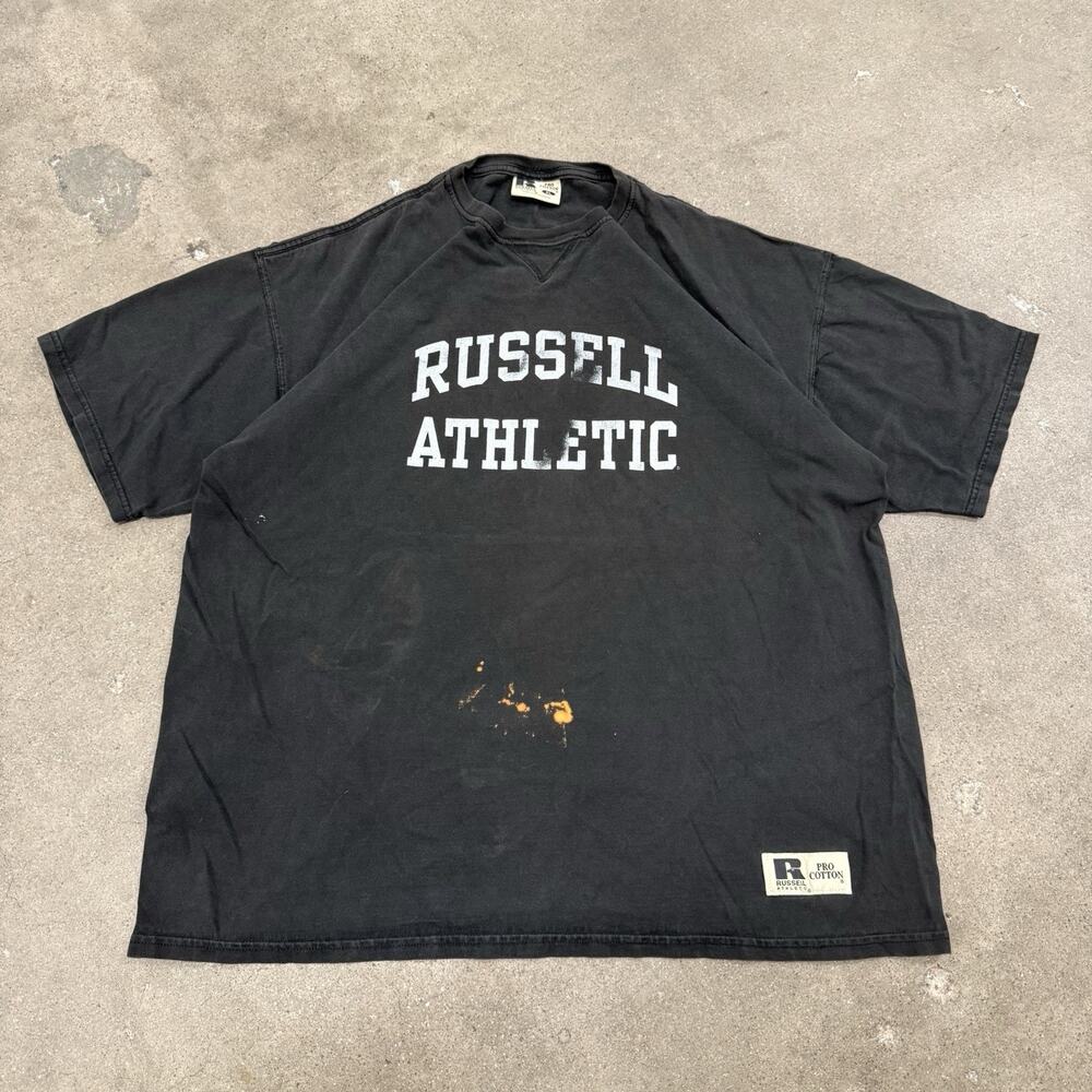 VINTGAE Y2K RUSSELL ATHLETIC GRUNGE SPELLOUT HIP HOP T SHIRT XL BLACK